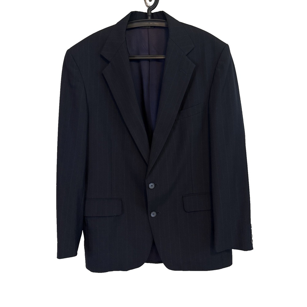 Sutter & Grant Navy Blue Pinstriped 2 Button Suit Jacket Size 40R Notch Lapels